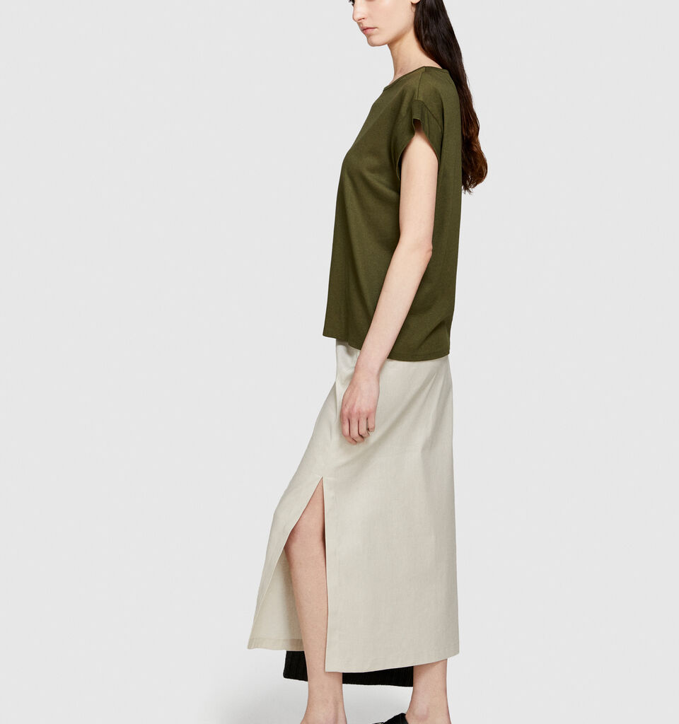 Slub t-shirt - women's short sleeve t-shirts - Military Green | Sisley image number 2